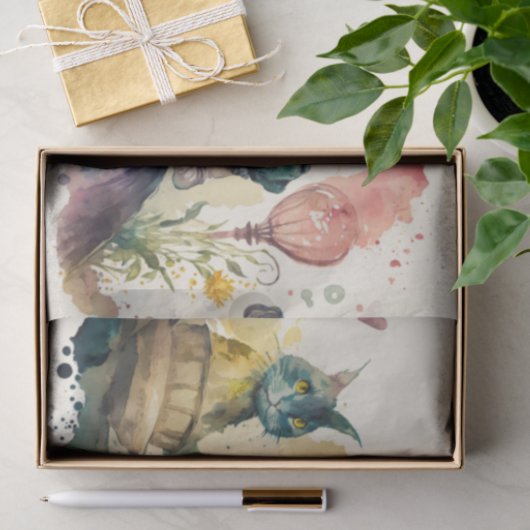 Alice in wonderland, waterverf konijnenontbinding tissuepapier (Geschenk)