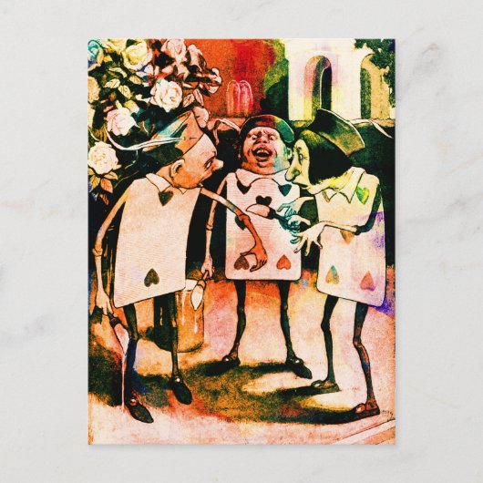 Alice in Wonderland Waterverf speelkaarten Briefkaart (Voorkant)