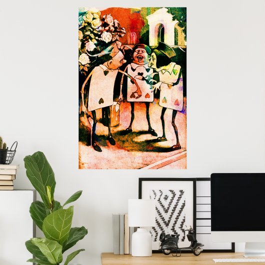 Alice in Wonderland Waterverf speelkaarten Poster (Thuiskantoor)