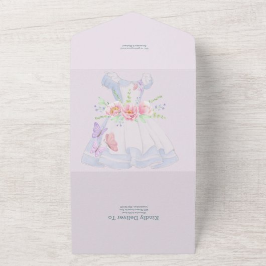 Alice in Wonderland Wedding All In One Uitnodiging (Buitenkant)