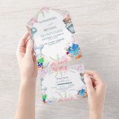 Alice in Wonderland Wedding All In One Uitnodiging (Afscheurbaar)