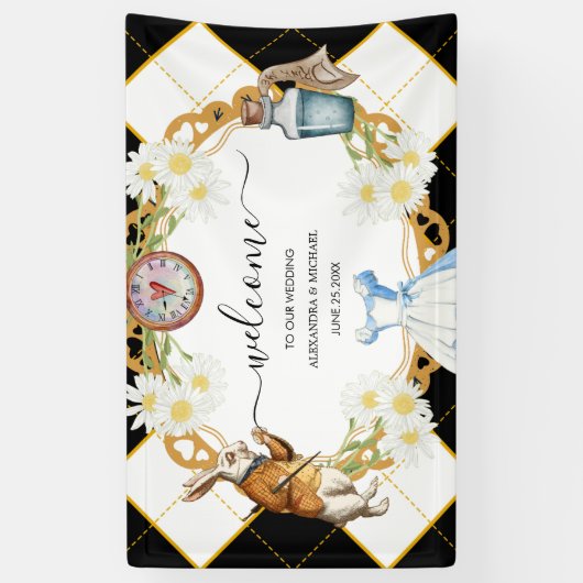 Alice in Wonderland Wedding Banner (Verticaal)