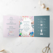 Alice in Wonderland Wedding Drieluik Uitnodiging (Binnen)