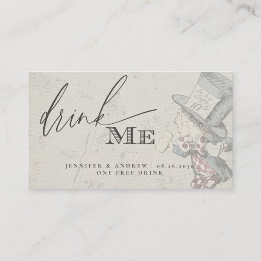  Alice in Wonderland Wedding Drink Ticket (Achterkant)