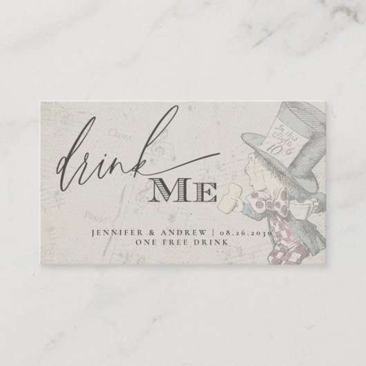  Alice in Wonderland Wedding Drink Ticket (Voorkant)