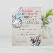 Alice in Wonderland Wedding Invitation Kaart (Staand voorkant)