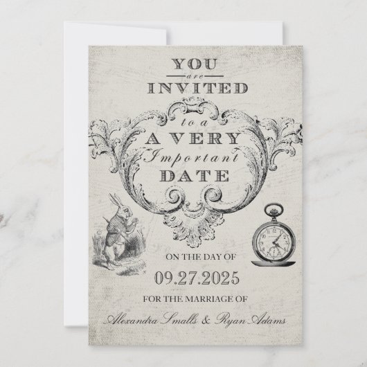 Alice in Wonderland Wedding Invitation Kaart (Voorkant)