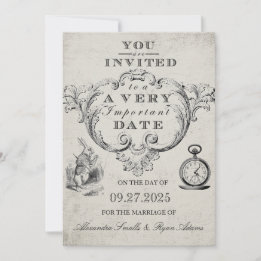 Alice in Wonderland Wedding Invitation Kaart