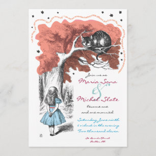 Alice in Wonderland Wedding Invitation Kaart