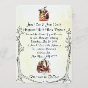 Alice in Wonderland Wedding Invitation Kaart
