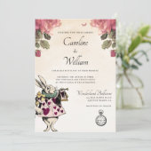 Alice in Wonderland Wedding Invitation Kaart (Staand voorkant)