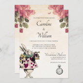 Alice in Wonderland Wedding Invitation Kaart (Voorkant / Achterkant)