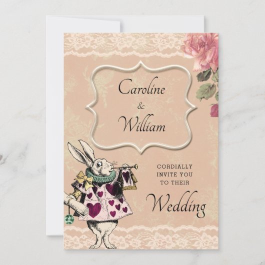 Alice in Wonderland Wedding Invitation Kaart (Voorkant)