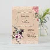 Alice in Wonderland Wedding Invitation Kaart (Staand voorkant)