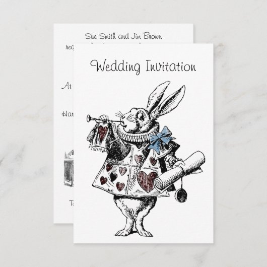 Alice in Wonderland Wedding Invitation Kaart (Voorkant / Achterkant)