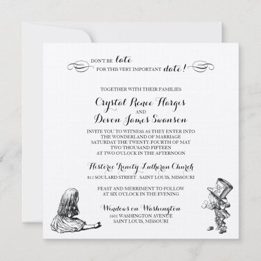 Alice in Wonderland Wedding Invitation Kaart (Voorkant)