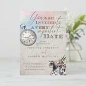 Alice in Wonderland Wedding Invitation Kaart (Staand voorkant)