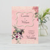 Alice in Wonderland Wedding Invitation Kaart (Staand voorkant)