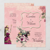 Alice in Wonderland Wedding Invitation Kaart (Voorkant / Achterkant)
