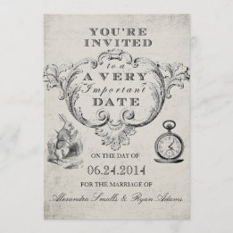 Alice in Wonderland Wedding Invitation Kaart