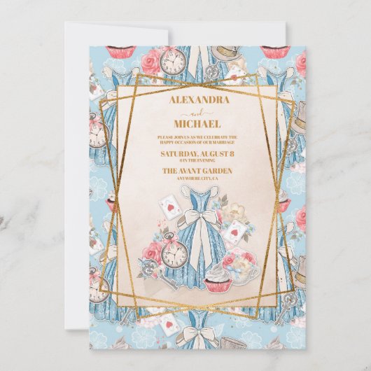  Alice in Wonderland Wedding Kaart (Voorkant)