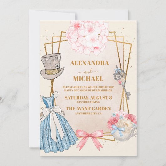  Alice in Wonderland Wedding Kaart (Voorkant)