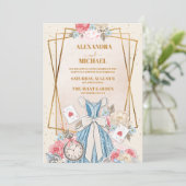  Alice in Wonderland Wedding Kaart (Staand voorkant)