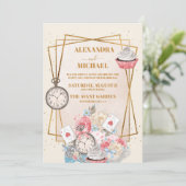  Alice in Wonderland Wedding Kaart (Staand voorkant)