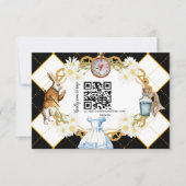 Alice in Wonderland Wedding qr code RSVP Card Kaartje (Voorkant)