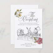  Alice in Wonderland Wedding Reception Informatiekaartje (Voorkant / Achterkant)