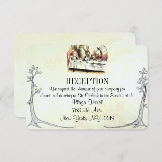 Alice in Wonderland Wedding Reception Kaart (Voorkant / Achterkant)