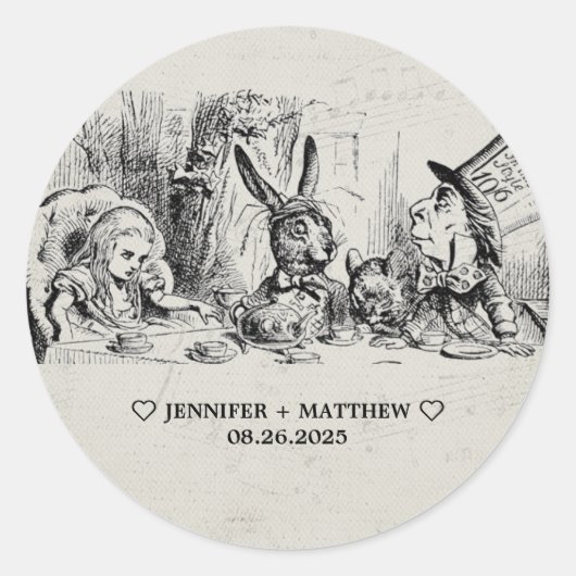 Alice in Wonderland Wedding Ronde Sticker (Voorkant)