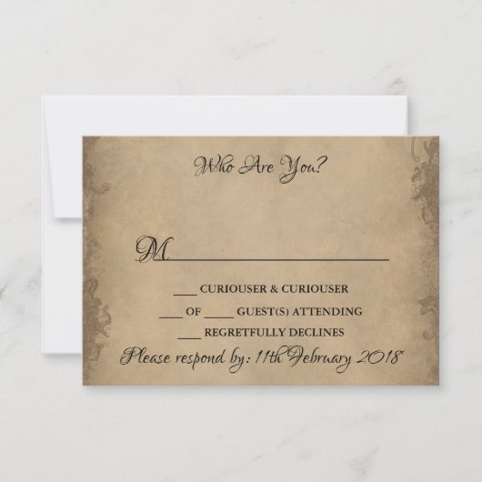  Alice in Wonderland Wedding RSVP-kaarten RSVP Kaartje (Voorkant)
