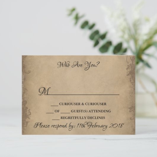  Alice in Wonderland Wedding RSVP-kaarten RSVP Kaartje (Staand voorkant)