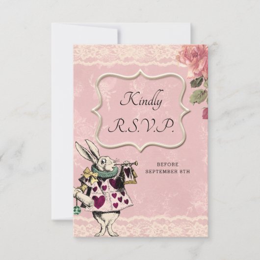 Alice in Wonderland Wedding RSVP Kaartje (Voorkant)