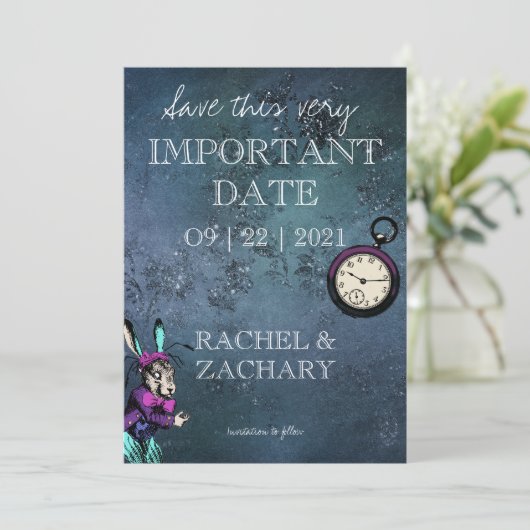  Alice in Wonderland Wedding Save the Date (Staand voorkant)