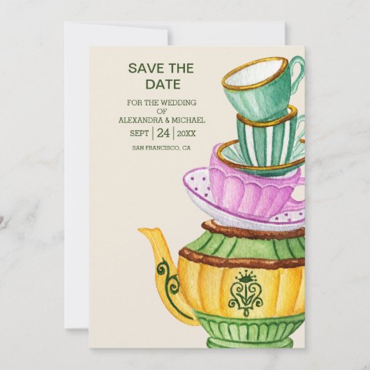 Alice in Wonderland Wedding Save the Date (Voorkant)