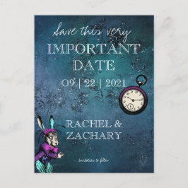 Alice in Wonderland Wedding Save the Date Aankondigingskaart