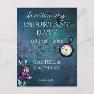  Alice in Wonderland Wedding Save the Date Aankondigingskaart