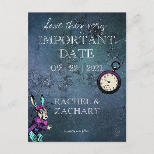 Alice in Wonderland Wedding Save the Date Aankondigingskaart (Voorkant)