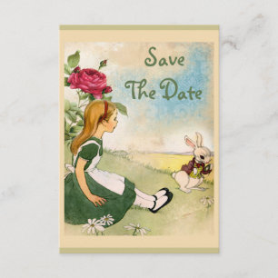Alice in Wonderland Wedding Save the Date Kaart