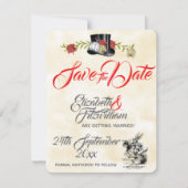 Alice in Wonderland Wedding Save the Date Kaart (Voorkant)