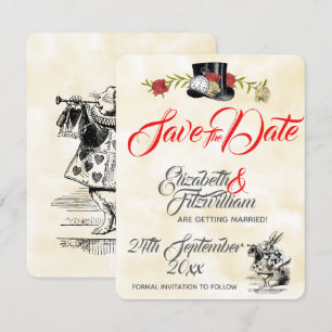 Alice in Wonderland Wedding Save the Date Kaart