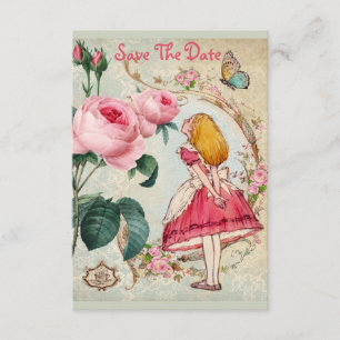 Alice in Wonderland Wedding Save the Date Kaart