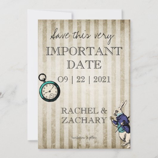  Alice in Wonderland Wedding Save the Date Kaart (Voorkant)