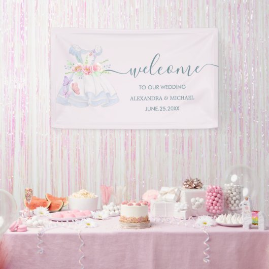 Alice in Wonderland Wedding Spandoek (Feest)