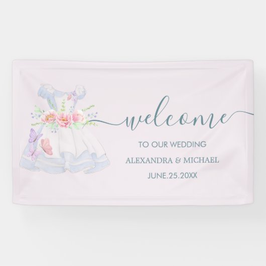 Alice in Wonderland Wedding Spandoek (Horizontaal)