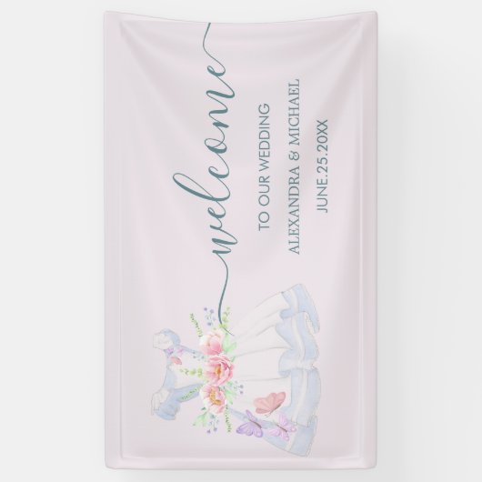 Alice in Wonderland Wedding Spandoek (Verticaal)