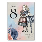 Alice in Wonderland Wedding Table Number Kaart (Achterkant)