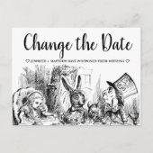 Alice in Wonderland Wedding verander de datum Briefkaart (Voorkant)